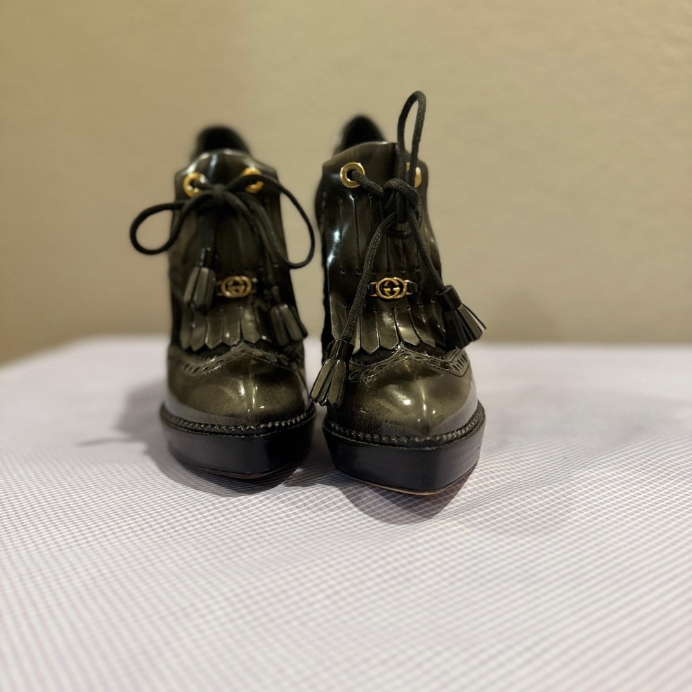 Gucci Boots Heel Leather black EU size 36 / US 6 made in Italy